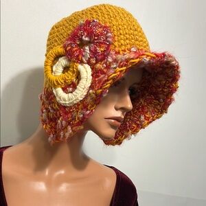 Handcrafted Yellow and Red Crochet Hat